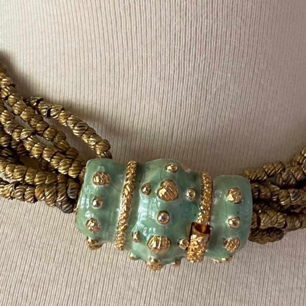Kenneth Jay Lane Gold And Green Necklace - image 4
